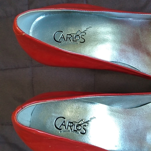 Carlos Santana Red Prestige Peep Toe Heels 9 M - Picture 6 of 9